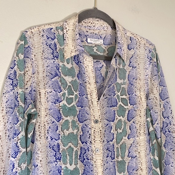 EQUIPMENT Silk Signature Ampara Pastel Snake Print Button Front Shirt - Picture 7 of 12